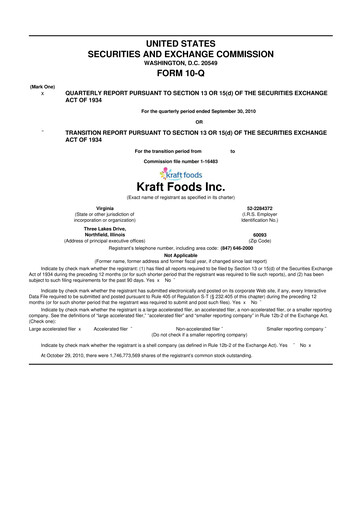 Thumbnail Mondelez International 10-Q Quarterly Report FY2010 