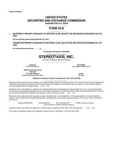 Thumbnail Stereotaxis 10-Q Quarterly Report FY 