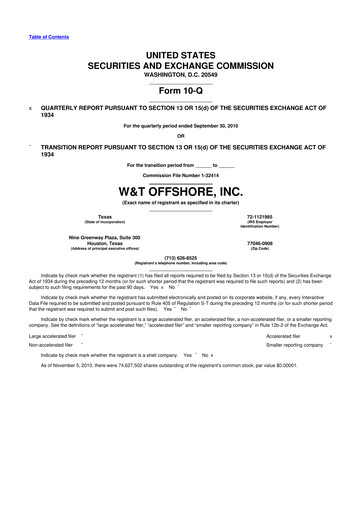 Thumbnail W&T Offshore 10-Q Quarterly Report FY 