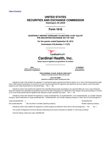 Thumbnail Cardinal Health 10-Q Quarterly Report FY2011 