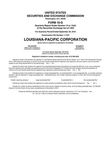 Thumbnail Louisiana-Pacific
 10-Q Quarterly Report FY 