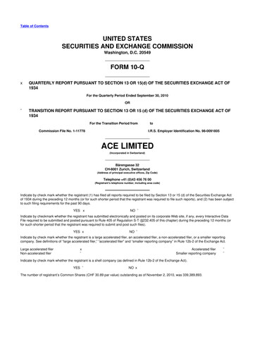 Vorschaubild Chubb 10-Q Quartalsbericht 2010 