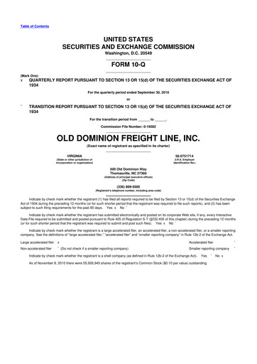 Thumbnail Old Dominion Freight Line
 10-Q Quarterly Report FY2010 