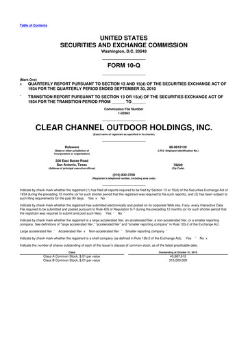Thumbnail Clear Channel Outdoor
 10-Q Quarterly Report FY 