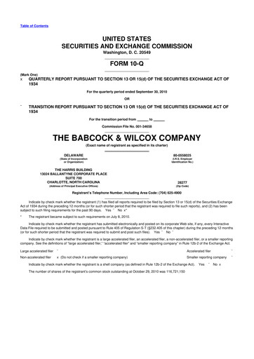 Thumbnail BWX Technologies
 10-Q Quarterly Report FY 