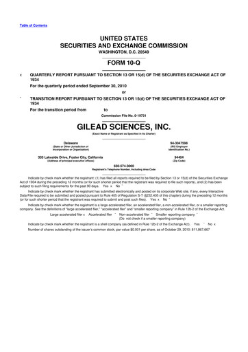 Thumbnail Gilead Sciences 10-Q Quarterly Report FY2010 