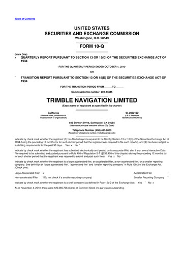 Thumbnail Trimble 10-Q Quarterly Report FY2010 