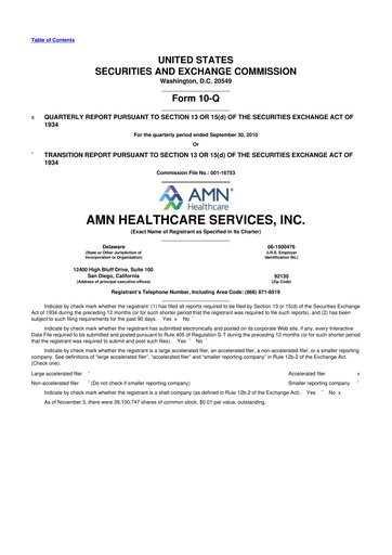 Thumbnail AMN Healthcare Services 10-Q Quarterly Report FY 