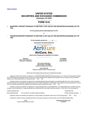 Miniature AtriCure 10-Q Rapport trimestriel  