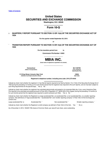 Thumbnail MBIA 10-Q Quarterly Report FY2010 