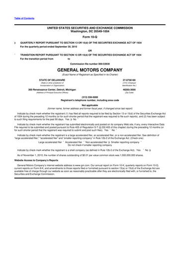 Miniature General Motors 10-Q Rapport trimestriel  