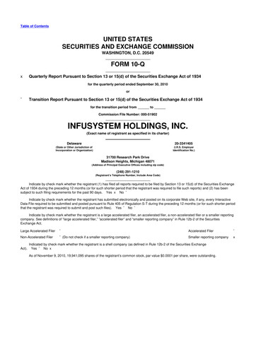 Thumbnail InfuSystem 10-Q Quarterly Report FY 