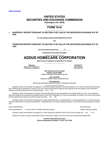 Thumbnail 
Addus HomeCare 10-Q Quarterly Report FY 
