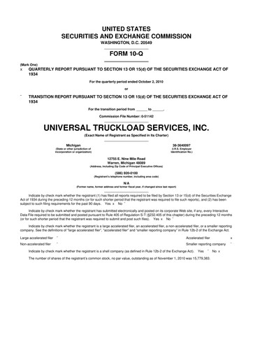 Thumbnail Universal Logistics Holdings 10-Q Quarterly Report FY 