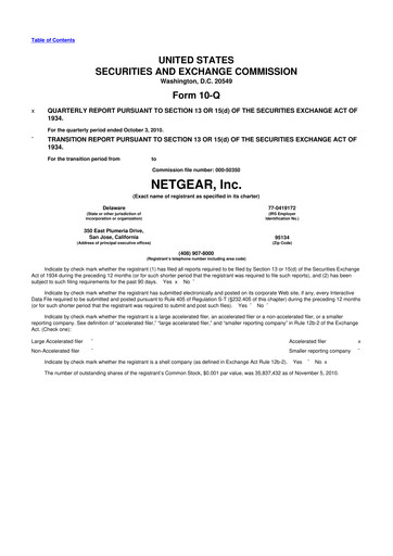 Thumbnail NETGEAR 10-Q Quarterly Report FY 