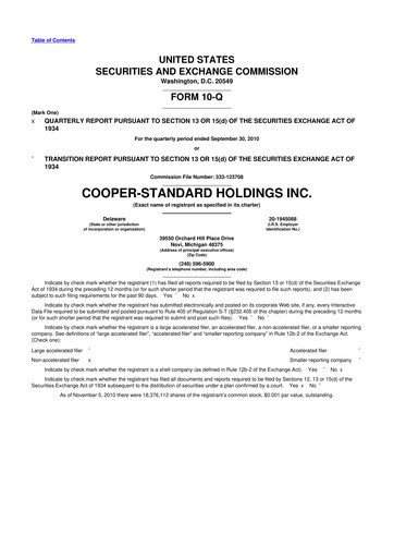 Thumbnail Cooper Standard 10-Q Quarterly Report FY 