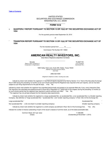 Thumbnail American Realty Investors 10-Q Quarterly Report FY 