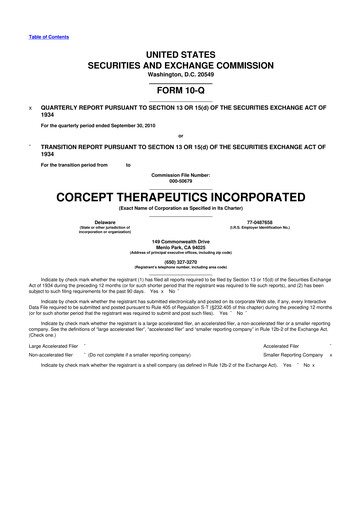 Thumbnail Corcept Therapeutics
 10-Q Quarterly Report FY 