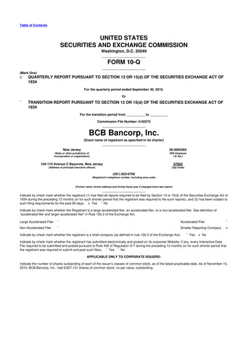 Thumbnail BCB Bancorp 10-Q Quarterly Report FY 