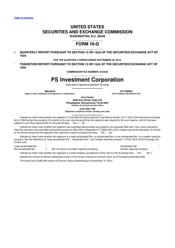 Thumbnail FS KKR Capital
 10-Q Quarterly Report FY 