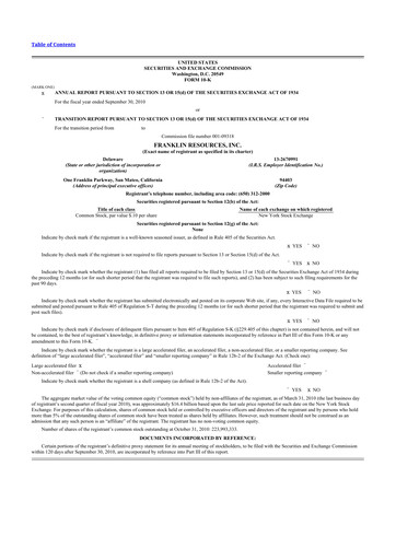 Thumbnail Franklin Resources 10-K Annual Report 2010