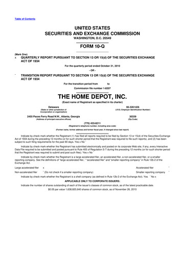Thumbnail Home Depot 10-Q Quarterly Report FY2010 