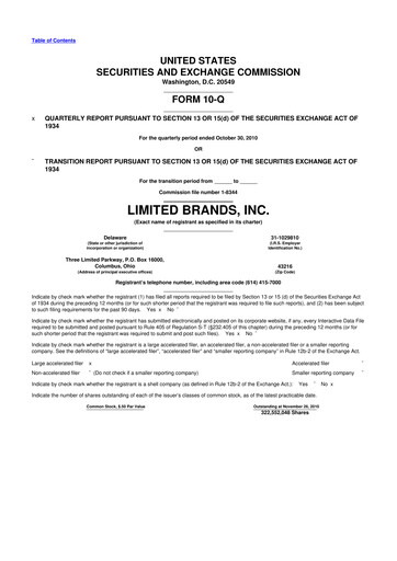 Thumbnail Bath & Body Works 10-Q Quarterly Report FY2010 