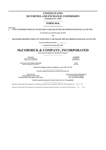 Thumbnail McCormick & Company
 10-K Annual Report 2010