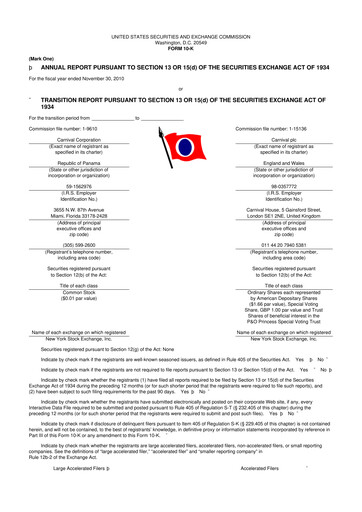 Thumbnail Carnival Corporation 10-K Annual Report 