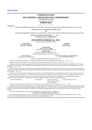 Thumbnail Intuitive Surgical 10-K Annual Report 2010