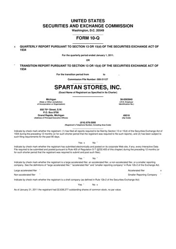 Miniature SpartanNash
 10-Q Rapport trimestriel  