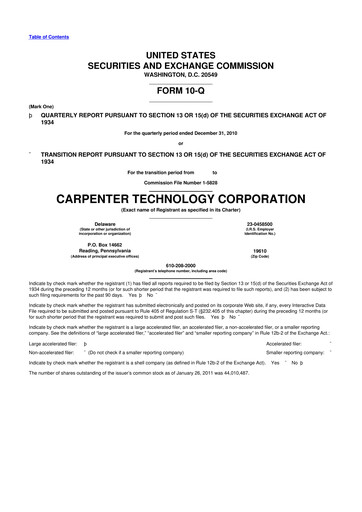 Thumbnail Carpenter Technology 10-Q Quarterly Report FY2011 