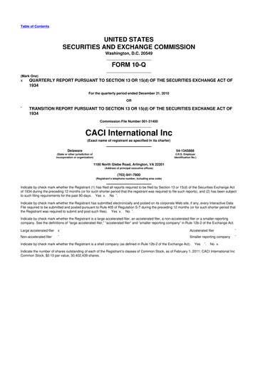 Thumbnail CACI International Inc 10-Q Quarterly Report FY2011 