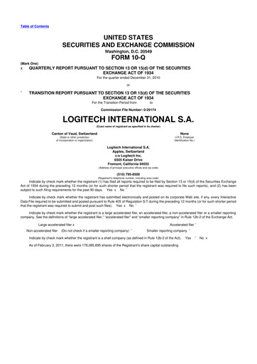 Thumbnail Logitech 10-Q Quarterly Report FY2010 