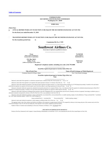 Thumbnail Southwest Airlines 10-K Annual Report 2010