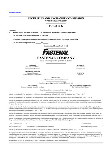 Thumbnail Fastenal 10-K Annual Report 2010