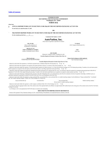 Thumbnail AutoNation 10-K Annual Report 2010