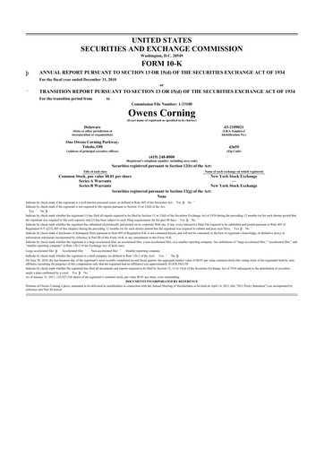 Thumbnail Owens Corning
 10-K Annual Report 2010