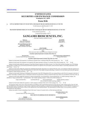 Thumbnail Sangamo Therapeutics
 10-K Annual Report 