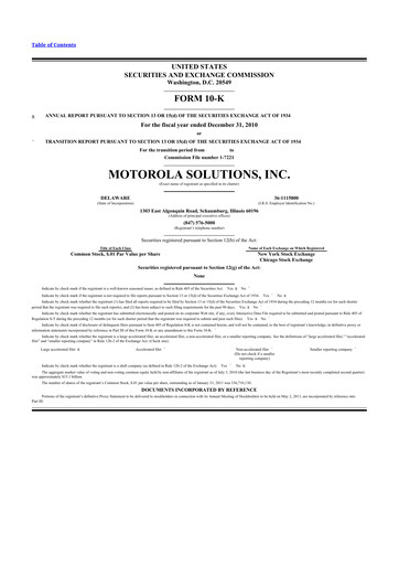 Thumbnail Motorola Solutions
 10-K Annual Report 2010