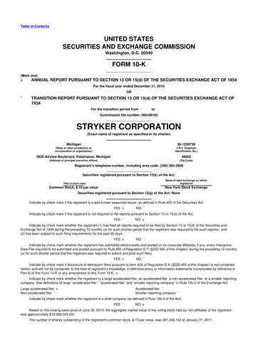Thumbnail Stryker Corporation 10-K Annual Report 