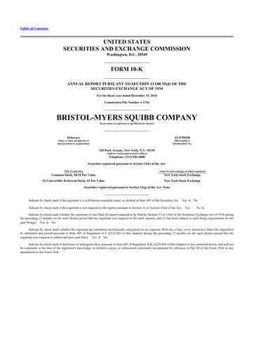 Thumbnail Bristol-Myers Squibb 10-K Annual Report 2010