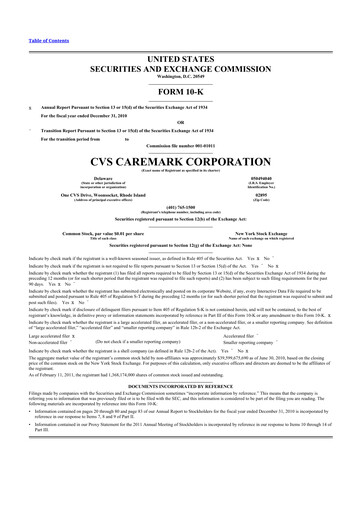 Thumbnail CVS Health 10-K Annual Report 2010