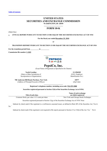 Thumbnail Pepsico 10-K Annual Report 2010