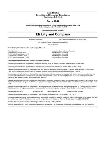 Thumbnail Eli Lilly 10-K Annual Report 2010