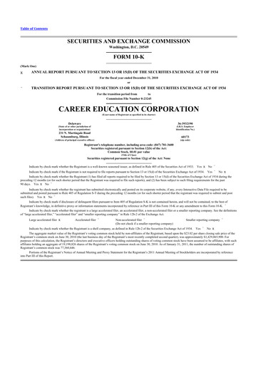 Thumbnail Perdoceo Education 10-K Annual Report 2010