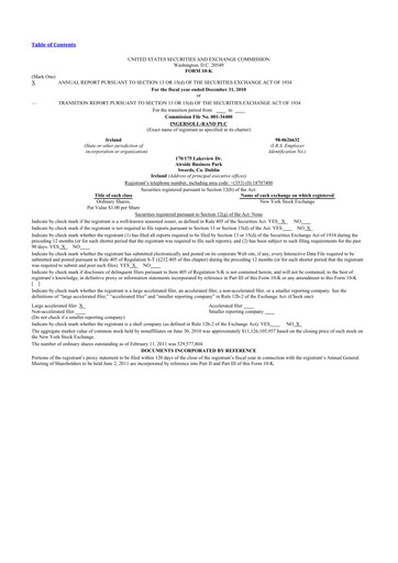 Thumbnail Trane Technologies
 10-K Annual Report 2010