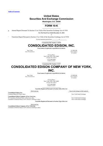 Thumbnail Consolidated Edison 10-K Annual Report 2010