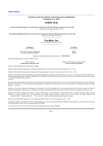 Thumbnail TrueBlue 10-K Annual Report 2010