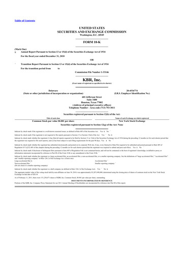 Thumbnail KBR
 10-K Annual Report 2010